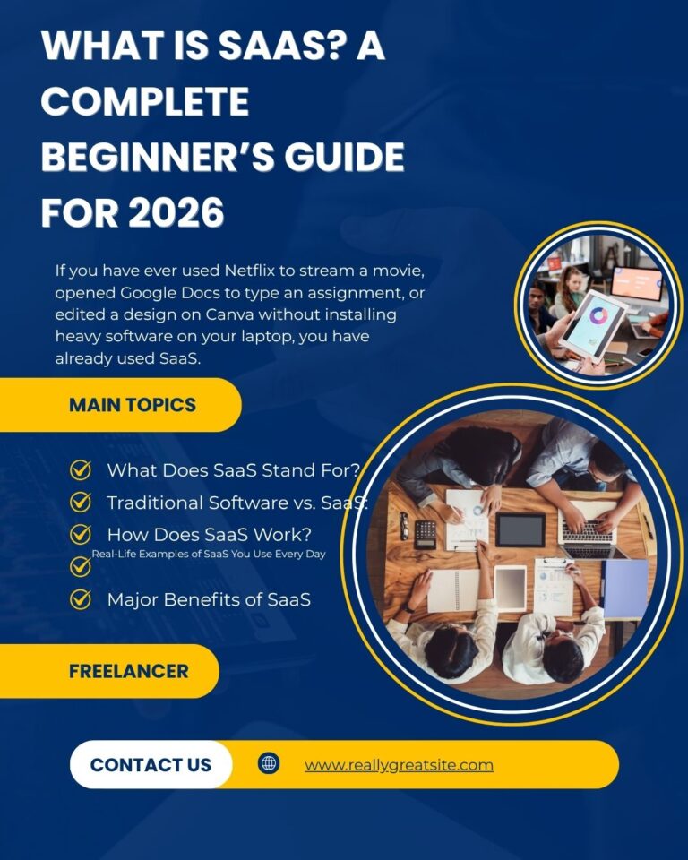What is SaaS software and cloud computing concept illustration
