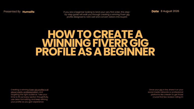 A beginner freelancer optimizing a Fiverr gig profile on a laptop with digital marketing tools.